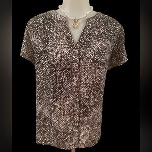 Dana Buchman Short Sleeve Women’s Printed Blouse SZ L